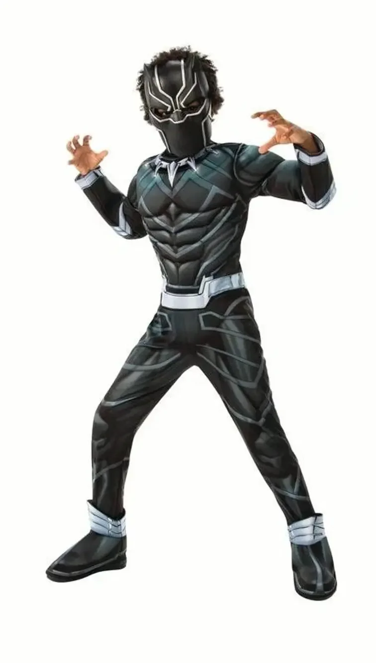 New Black Panther Halloween Costume Boys Sz Med 8/10 Marvel Avengers Rubies